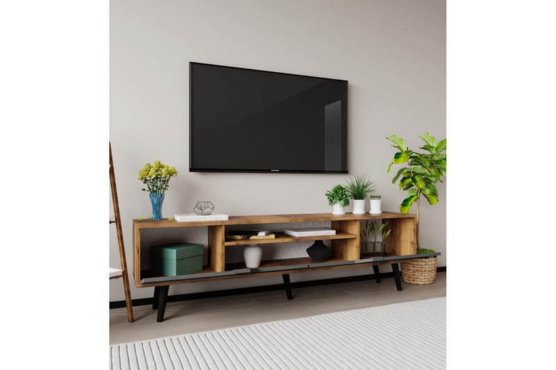 Kollumber Tv-stativ 180x30 cm - Valnöt/Antracit - Möbler - Tv möbel & mediamöbel - Mediastativ & väggfäste