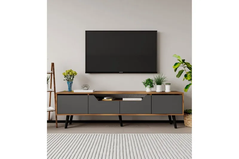 Kollumber Tv-stativ 180x30 cm - Valnöt/Antracit - Möbler - Tv möbel & mediamöbel - Mediastativ & väggfäste