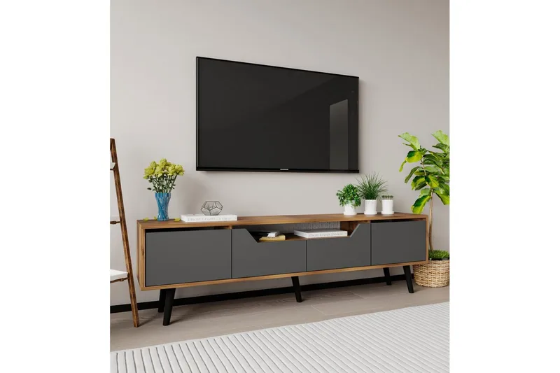 Kollumber Tv-stativ 180x30 cm - Valnöt/Antracit - Möbler - Tv möbel & mediamöbel - Mediastativ & väggfäste