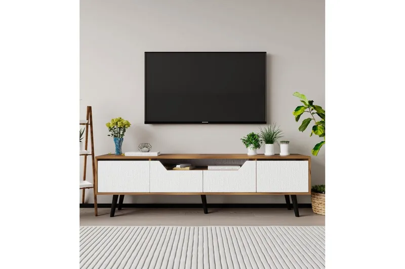 Kollumber Tv-stativ 180x30 cm - Valnöt/Vit - Möbler - Tv möbel & mediamöbel - Mediastativ & väggfäste