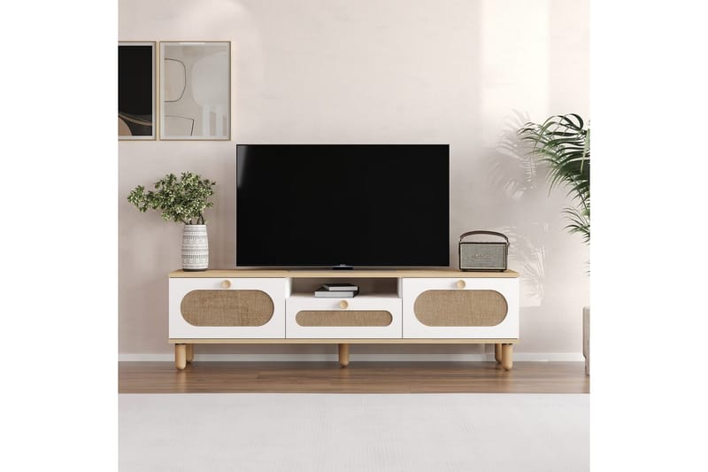 Kumail Tv-bänk 150 cm - Ek/Vit - Möbler - Tv möbel & mediamöbel - TV bänk & mediabänk