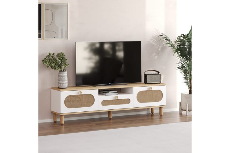 Kumail Tv-bänk 150 cm - Ek/Vit - Möbler - Tv möbel & mediamöbel - TV bänk & mediabänk