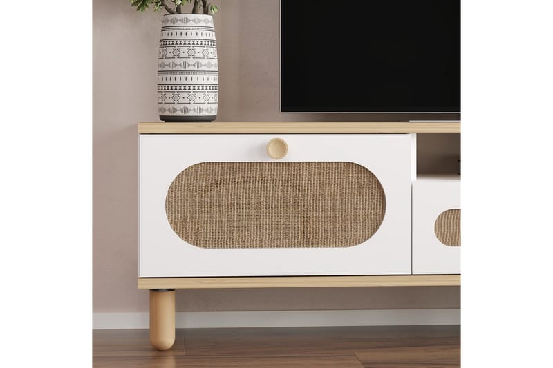 Kumail Tv-bänk 150 cm - Ek/Vit - Möbler - Tv möbel & mediamöbel - TV bänk & mediabänk