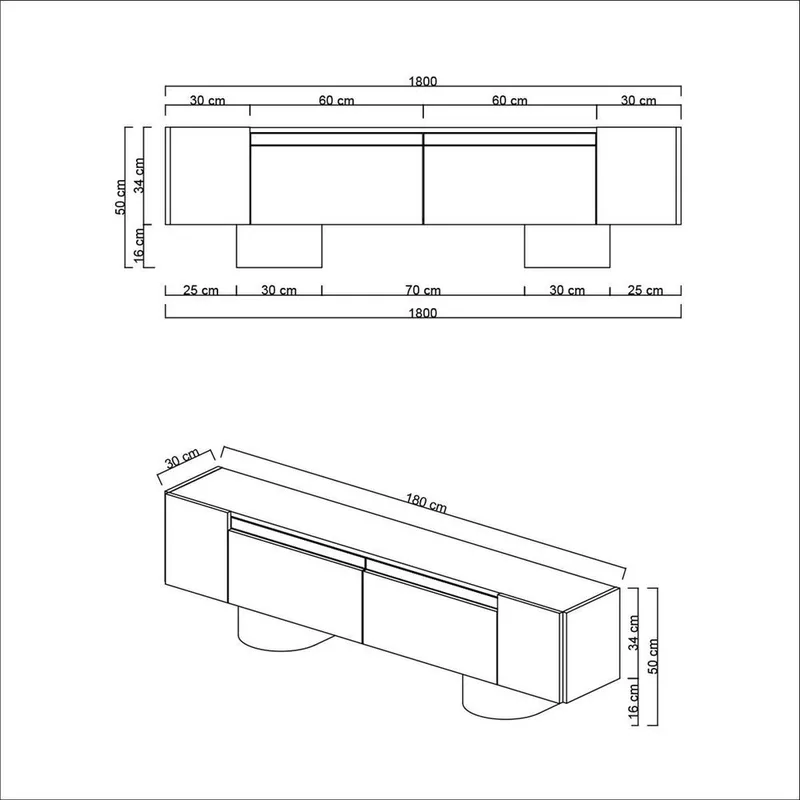 Kumail Tv-bänk 180 cm - Brun/Svart - Möbler - Tv möbel & mediamöbel - TV bänk & mediabänk