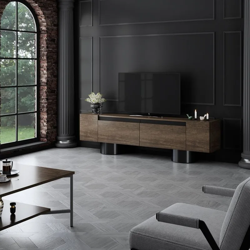 Kumail Tv-bänk 180 cm - Brun/Svart - Möbler - Tv möbel & mediamöbel - TV bänk & mediabänk