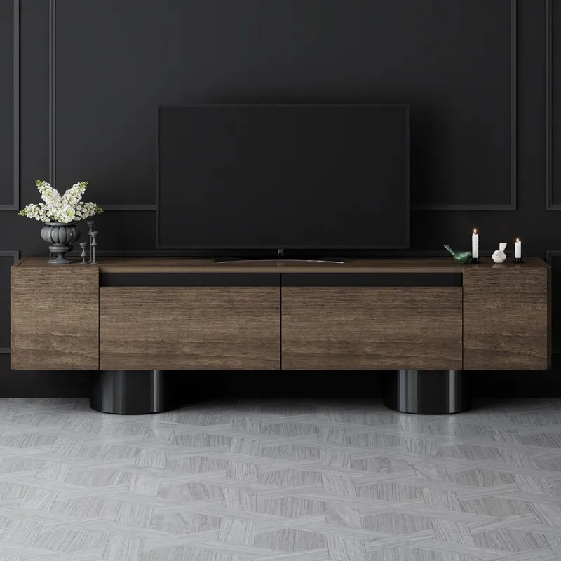 Kumail Tv-bänk 180 cm - Brun/Svart - Möbler - Tv möbel & mediamöbel - TV bänk & mediabänk