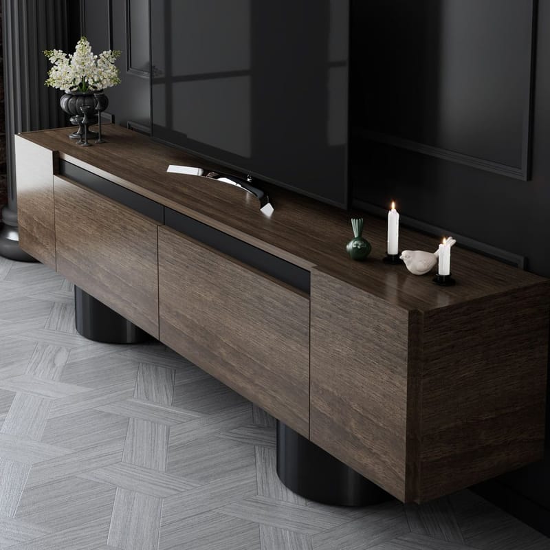 Kumail Tv-bänk 180 cm - Brun/Svart - Möbler - Tv möbel & mediamöbel - TV bänk & mediabänk