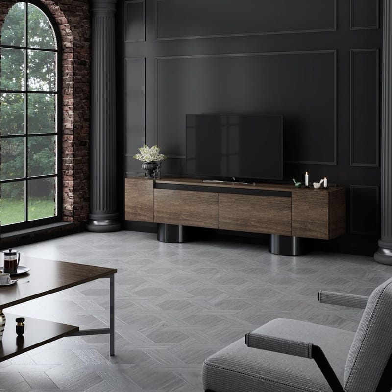 Kumail Tv-bänk 180 cm - Brun/Svart - Möbler - Tv möbel & mediamöbel - TV bänk & mediabänk