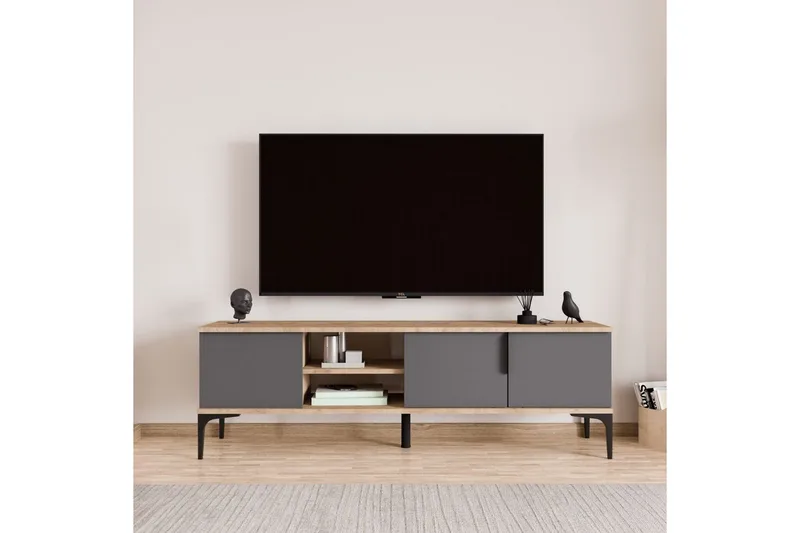 Kunar Tv-bänk 180 cm - Antracit - Möbler - Tv möbel & mediamöbel - TV bänk & mediabänk