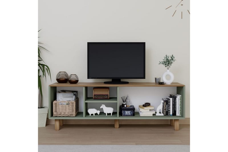 Kuniyoshi Golvstående Tv Bänk 160 cm med Förvaring i Målat Trä - Ljusgrön - Möbler - Tv möbel & mediamöbel - TV bänk & mediabänk