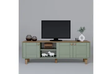 Kuniyoshi Golvstående Tv Bänk 160 cm med Förvaring i Målat Trä - Ljusgrön - Möbler - Tv möbel & mediamöbel - TV bänk & mediabänk