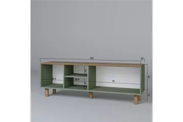 Kuniyoshi Golvstående Tv Bänk 160 cm med Förvaring i Målat Trä - Ljusgrön - Möbler - Tv möbel & mediamöbel - TV bänk & mediabänk