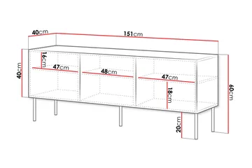 Laholm Golvstående TV Bänk 151 cm med Förvaring i Målat Trä - Svart - Möbler - Tv möbel & mediamöbel - TV bänk & mediabänk