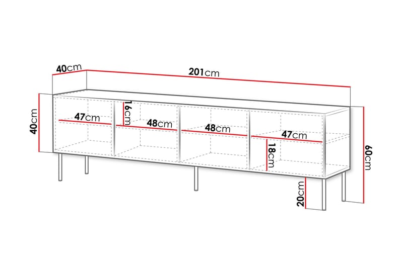 Laholm Tv-bänk 201 cm - Svart - Möbler - Tv möbel & mediamöbel - TV bänk & mediabänk