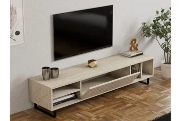 Lamal Golvstående TV Bänk 160 cm med Förvaring i Trä - Beige - Möbler - Tv möbel & mediamöbel - TV bänk & mediabänk