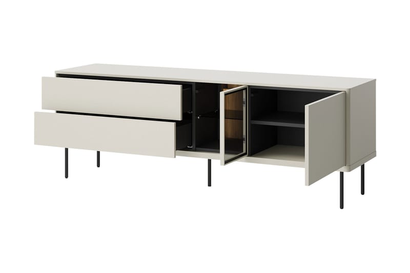 Levisa Golvstående TV Bänk 161 cm med Förvaring i Målat Trä - Beige - Möbler - Tv möbel & mediamöbel - TV bänk & mediabänk