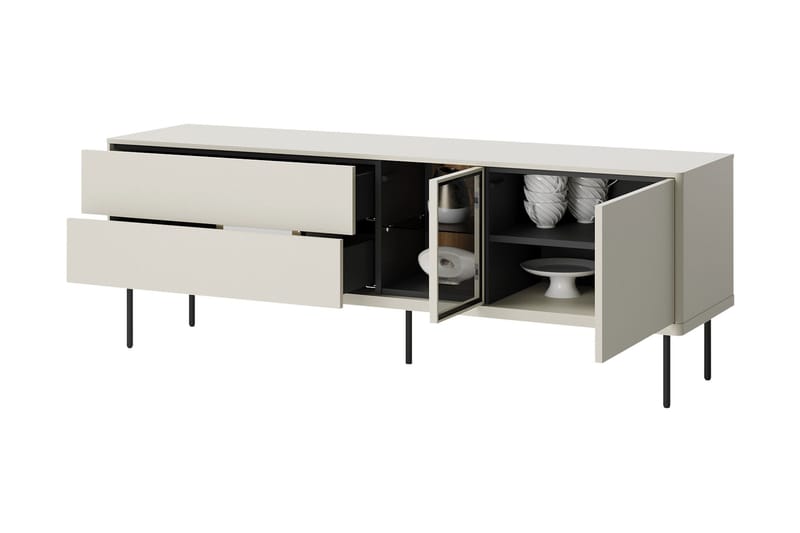 Levisa Golvstående TV Bänk 161 cm med Förvaring i Målat Trä - Beige - Möbler - Tv möbel & mediamöbel - TV bänk & mediabänk