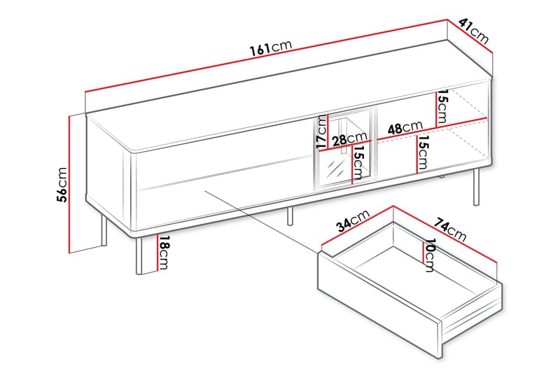 Levisa Tv-bänk 161x41 cm - Beige - Möbler - Tv möbel & mediamöbel - TV bänk & mediabänk