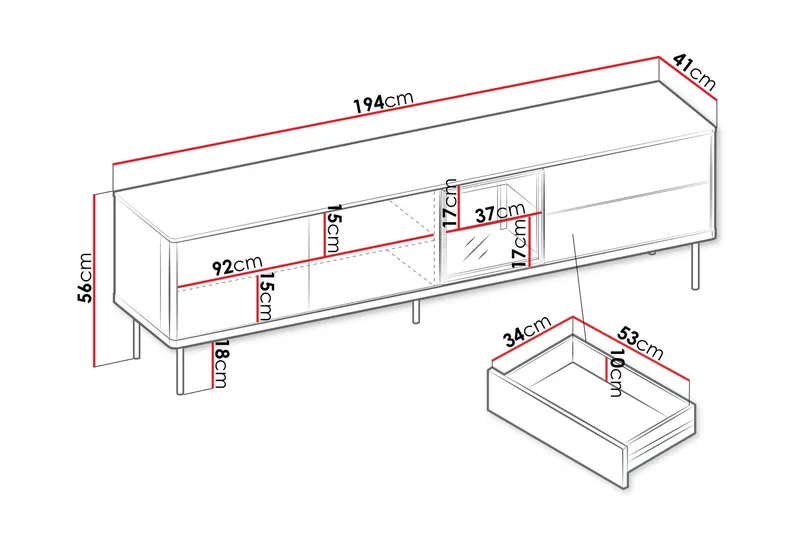 Levisa Tv-bänk 194x41 cm - Cashmere - Möbler - Tv möbel & mediamöbel - TV bänk & mediabänk