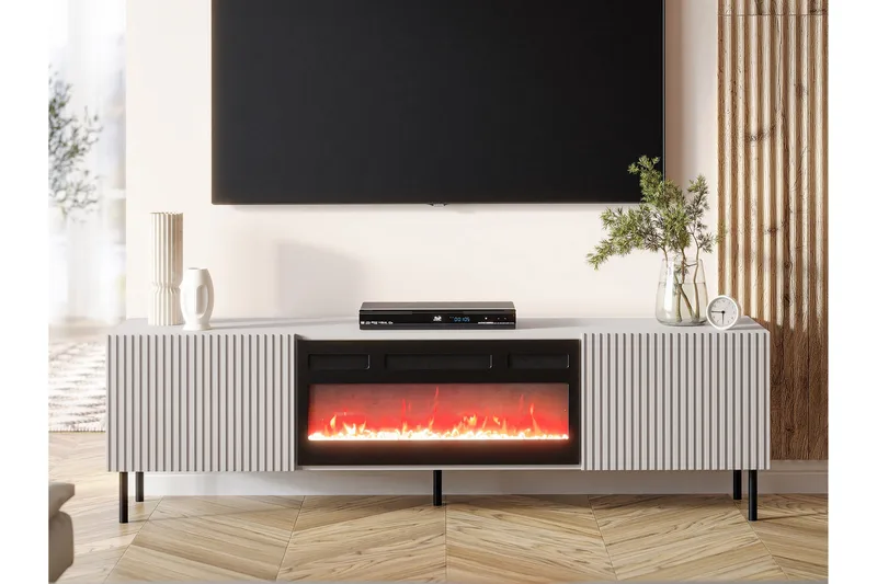 Lionel Golvstående TV Bänk 181 cm med Förvaring i Målat Trä - Beige - Möbler - Tv möbel & mediamöbel - TV bänk & mediabänk