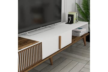 Lissione Golvstående Tv-bänk 180 cm med Förvaring i Trä och Valnötsutseende - Brun|Vit - Möbler - Tv möbel & mediamöbel - TV bänk & mediabänk