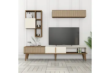 Lissione Golvstående Tv-bänk 180 cm med Förvaring i Valnöt - Gräddvit - Möbler - Tv möbel & mediamöbel - TV bänk & mediabänk