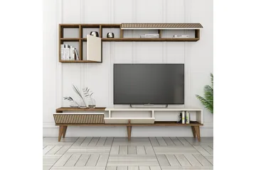 Lissione Golvstående Tv-bänk 180 cm med Förvaring i Valnöt - Gräddvit - Möbler - Tv möbel & mediamöbel - TV bänk & mediabänk