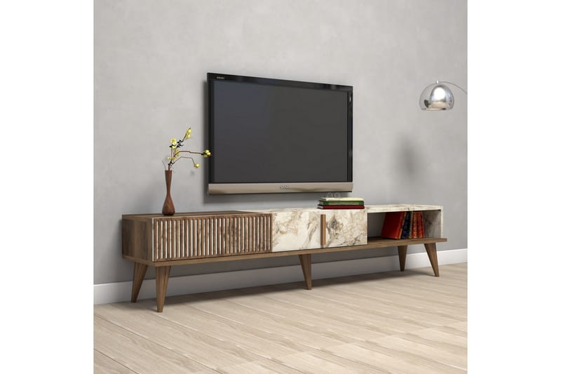 Lissione Tv-bänk 180 cm - Mörkbrun/Vit - TV bänk & mediabänk