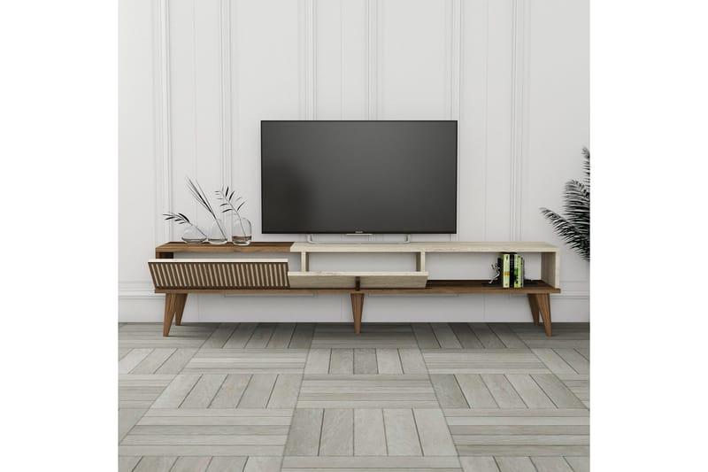 Lissione Tv-bänk 180 cm - Valnöt/Beige - Möbler - Tv möbel & mediamöbel - TV bänk & mediabänk