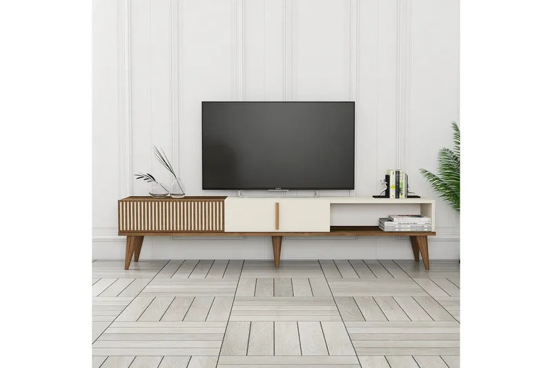 Lissione Tv-bänk 180 cm - Valnöt/Cream - Möbler - Tv möbel & mediamöbel - TV bänk & mediabänk