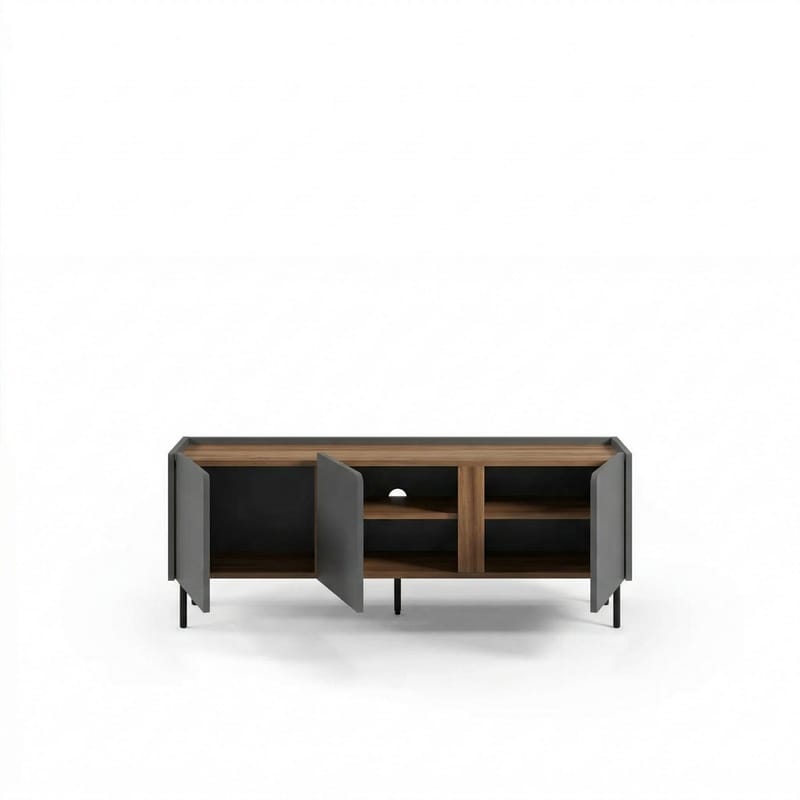 Lomar TV-bänk 140x53,9x35,5 cm - Antracit, naturlig ek, svart - Möbler - Tv möbel & mediamöbel - TV bänk & mediabänk