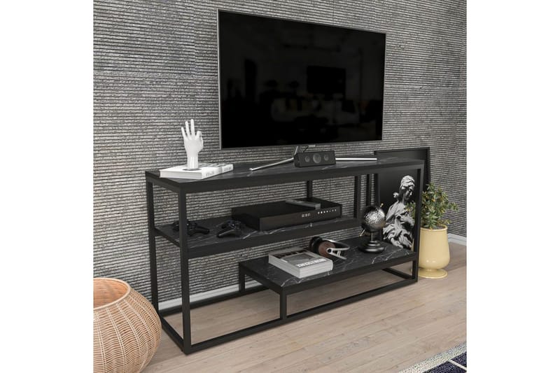 Lorin Tv-bänk 120 cm - Svart/Vit - Möbler - Tv möbel & mediamöbel - TV bänk & mediabänk