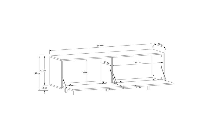 Lowboard Alberto 150x38x50 cm, Ek - 150x38x50 cm, Ek - Möbler - Tv möbel & mediamöbel - TV bänk & mediabänk