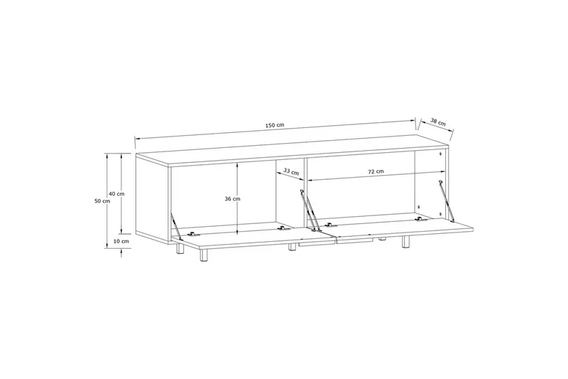 Lowboard Alberto 150x38x50 cm, Vit - 150x38x50 cm, Vit - Möbler - Tv möbel & mediamöbel - TV bänk & mediabänk