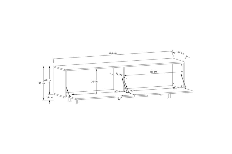 Lowboard Alberto 180x38x50 cm, Vit - 180x38x50 cm, Vit - Möbler - Tv möbel & mediamöbel - TV bänk & mediabänk