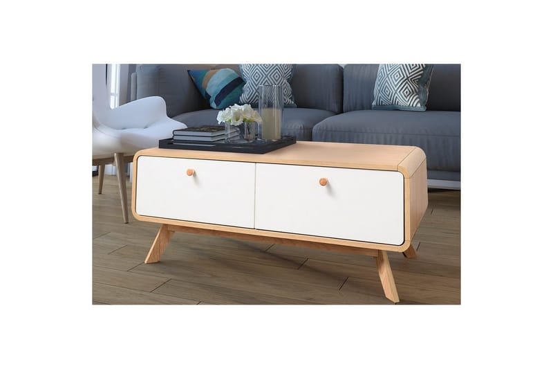 Lowboard Cassie 100x51x40 cm, Ek/Vit - 100x51x40 cm, Ek/Vit - Möbler - Tv möbel & mediamöbel - TV bänk & mediabänk