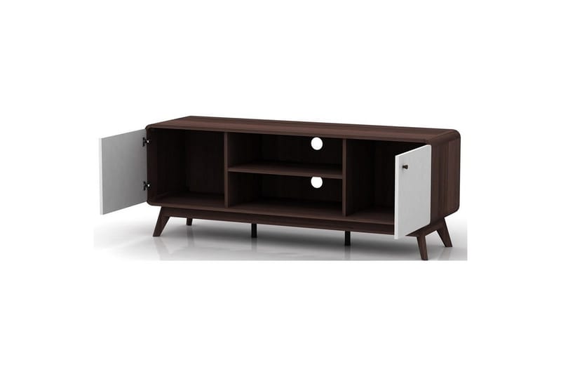 Lowboard Cassie 140x39x53 cm, Valnöt/Vit - 140x39x53 cm, Valnöt/Vit - Möbler - Tv möbel & mediamöbel - TV bänk & mediabänk