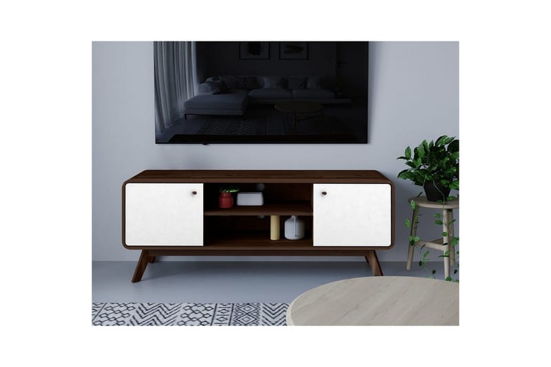 Lowboard Cassie 140x39x53 cm, Valnöt/Vit - 140x39x53 cm, Valnöt/Vit - Möbler - Tv möbel & mediamöbel - TV bänk & mediabänk