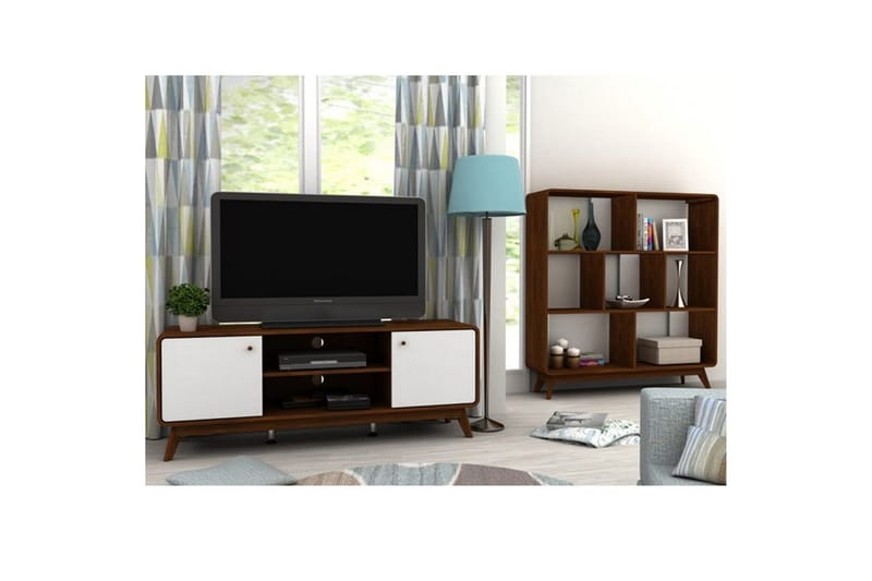 Lowboard Cassie 140x39x53 cm, Valnöt/Vit - 140x39x53 cm, Valnöt/Vit - Möbler - Tv möbel & mediamöbel - TV bänk & mediabänk