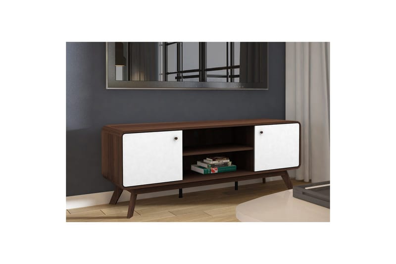 Lowboard Cassie 140x39x53 cm, Valnöt/Vit - 140x39x53 cm, Valnöt/Vit - Möbler - Tv möbel & mediamöbel - TV bänk & mediabänk