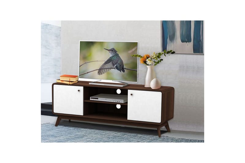 Lowboard Cassie 140x39x53 cm, Valnöt/Vit - 140x39x53 cm, Valnöt/Vit - Möbler - Tv möbel & mediamöbel - TV bänk & mediabänk