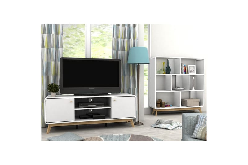 Lowboard Cassie 140x39x53 cm, Vit/Vit - 140x39x53 cm, Vit/Vit - Möbler - Tv möbel & mediamöbel - TV bänk & mediabänk