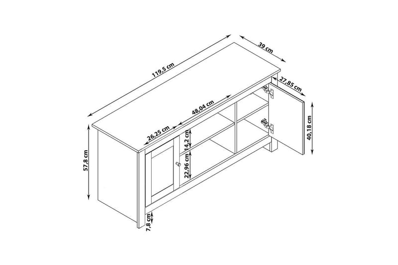 Lowboard Emerald 120x39x58 cm, Natur - 120x39x58 cm, Natur - Möbler - Tv möbel & mediamöbel - TV bänk & mediabänk