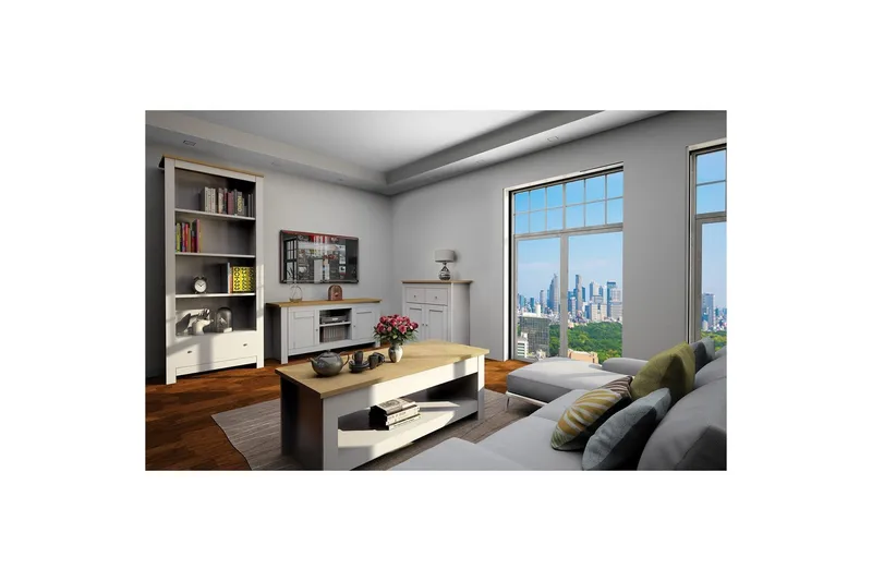 Lowboard Emerald 120x39x58 cm, Natur/Grå - 120x39x58 cm, Natur/Grå - Möbler - Tv möbel & mediamöbel - TV bänk & mediabänk