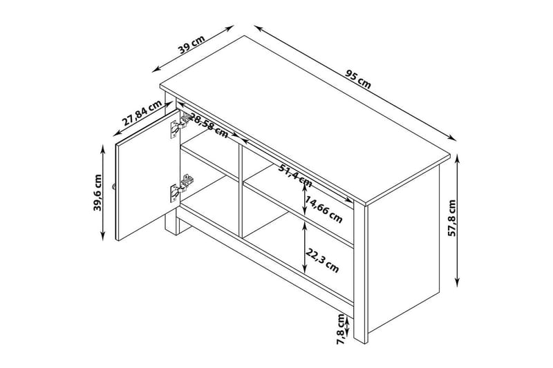 Lowboard Emerald 95x39x58 cm, Natur - 95x39x58 cm, Natur - Möbler - Tv möbel & mediamöbel - TV bänk & mediabänk