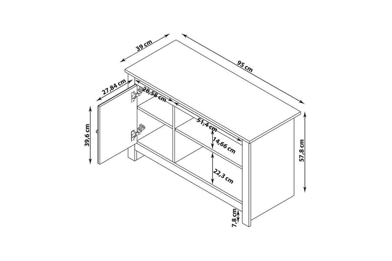 Lowboard Emerald 95x39x58 cm, Natur/Grå - 95x39x58 cm, Natur/Grå - Möbler - Tv möbel & mediamöbel - TV bänk & mediabänk