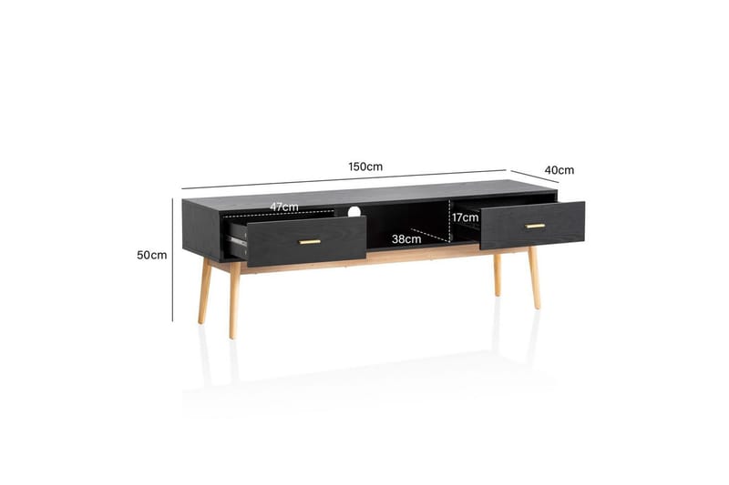 Lowboard Wohnling Ek folierad 2 lådor modern med förvaring modern - Möbler - Tv möbel & mediamöbel - TV skåp