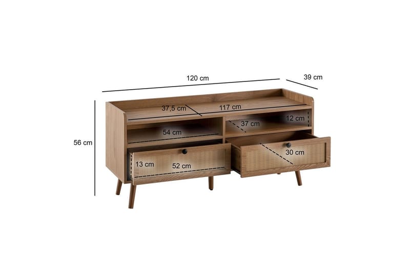 Lowboard Wohnling Ekfolierad med 2 lådor Modern med förvaring Viennes Braid Modern - Möbler - Tv möbel & mediamöbel - TV skåp