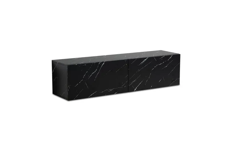 Lowboard Wohnling Folierad upphängning med luckdörr, modern Marmor, Svart, 120 cm, Marmor, Svart, 120 cm