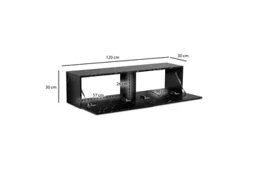 Lowboard Wohnling Folierad upphängning med luckdörr, modern Marmor, Svart, 120 cm - Marmor, Svart, 120 cm - Möbler - Tv möbel & mediamöbel - TV hylla